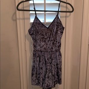 Medium Grey Velvet Tank Romper